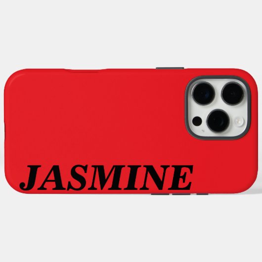 モダンスタイリッシュ無地の名前をカスタムするCLASIC赤色 Case-Mate iPhoneケース (裏面 (横))