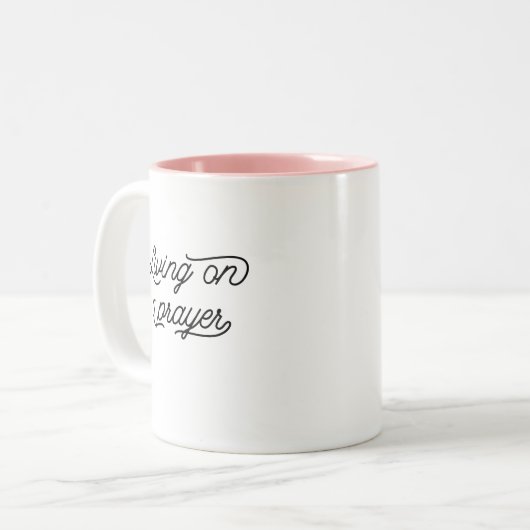 モダンスタイリッシュ生活祈りの言葉タイポグラフィ引用文 ツートーンマグカップ (正面左)