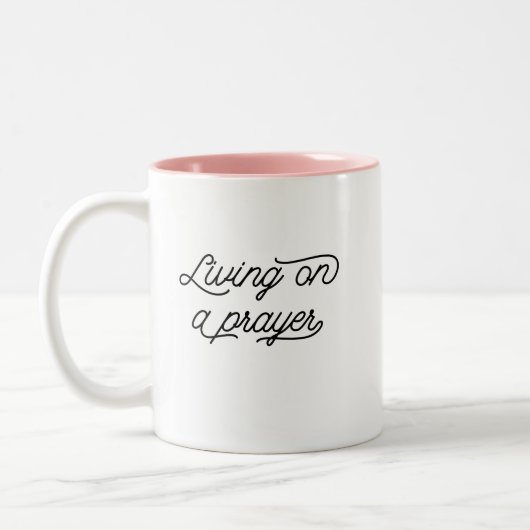 モダンスタイリッシュ生活祈りの言葉タイポグラフィ引用文 ツートーンマグカップ (左)