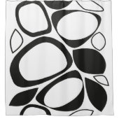 モダンスタイリッシュ白黒抽象芸術パターン シャワーカーテン (正面)