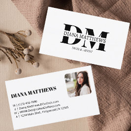 モダンスタイリッシュ白黒、プロフェッショナル写真 名刺