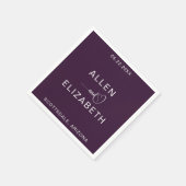 モダンスタイリッシュ紫パーソナライズされた結婚の スタンダードカクテルナプキン (角)