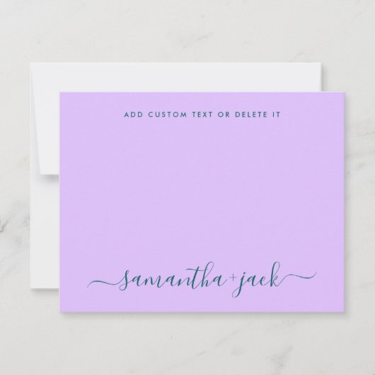 モダンスタイリッシュ結婚のスクリプエレガントト ノートカード (正面)