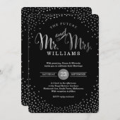 モダンスタイリッシュ結婚紙吹雪ブラック 招待状 (正面/裏面)