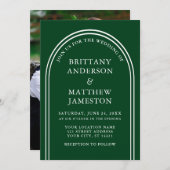 モダンスタイリッシュ結婚Archの緑の写真 招待状 (正面/裏面)