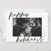 モダンスタイリッシュ緑と白の写真幸せ シーズンカード (正面)