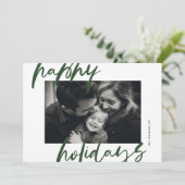 モダンスタイリッシュ緑と白の写真幸せ シーズンカード (スタンド正面)