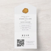 モダンスタイリッシュ金ゴールドワックスシールQRコードRSVP結婚の オールインワン招待状 (内側)