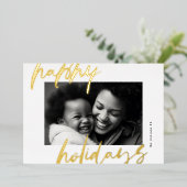 モダンスタイリッシュ金ゴールド写真haphaphaphaphaphy 箔シーズンカード (立ち正面)