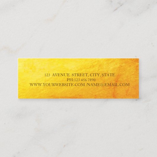 モダンスタイリッシュ金ゴールド、大理石、幾何学的 スキニー名刺 (裏面)