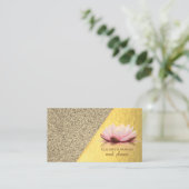 モダンスタイリッシュ金ゴールド、大理石、幾何学的、ロータス 名刺 (スタンド正面)