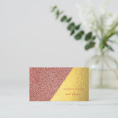 モダンスタイリッシュ金ゴールド、赤大理石、幾何学的 名刺 (スタンド正面)