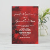 モダンスタイリッシュ黒と濃い赤の抽象芸術結婚 招待状 (スタンド正面)