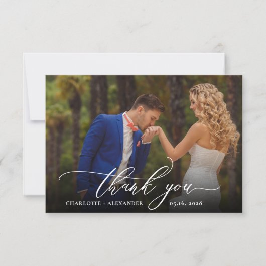 モダンスタイリッシュ2写結婚真サンキューカード サンキューカード (正面)