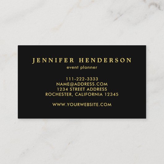 モダンスタイリッシュ シックブラックゴールド プロフェッショナル 名刺 (裏面)