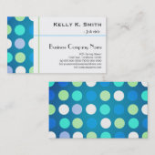 モダンスタイリッシュ,トレンディー，ビッグブルー，緑の水玉模様 名刺 (正面/裏面)