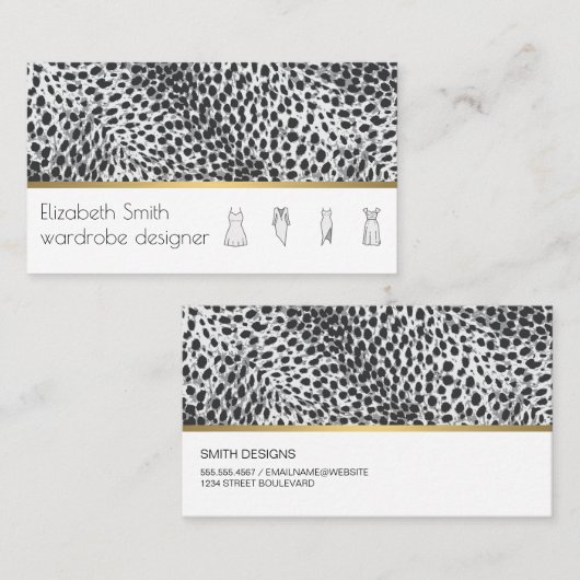 モダンスタイリッシュ |ヒョウの背ファッショニスタ景 名刺 (正面/裏面)