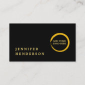 モダンスタイリッシュ　ブラックゴールドロゴ　プロフェッショナル 名刺 (正面)