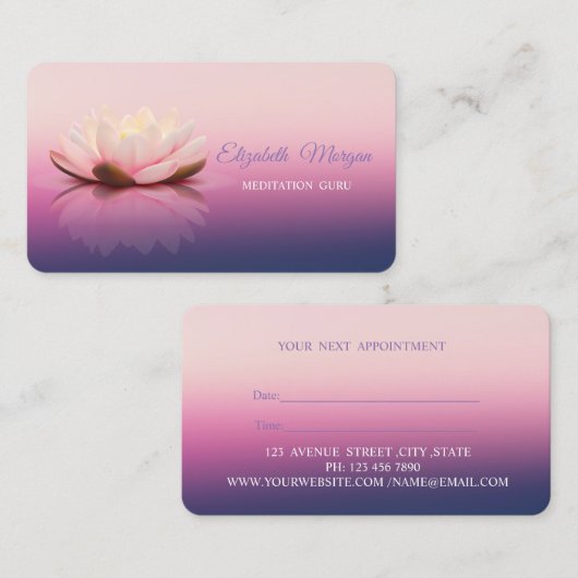 モダンスタイリッシュ,プロフェッショナルロータスアポイントメント 予約カード (正面/裏面)