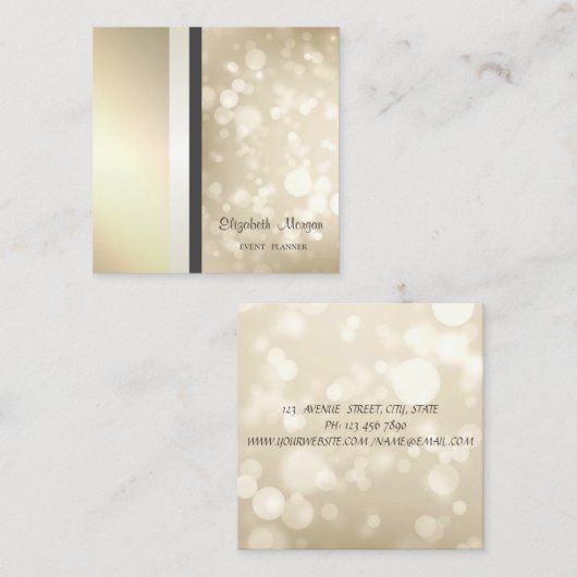 モダンスタイリッシュ《写真》ぼけ味幾何ストライプの スクエア名刺 (正面/裏面)