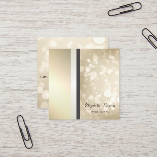 モダンスタイリッシュ《写真》ぼけ味幾何ストライプの スクエア名刺 (正面/裏面インサイチュ)