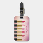 モダンスタイリッシュ – 口紅,グリッター, パーソナライズされた ラゲッジタグ (正面縦)