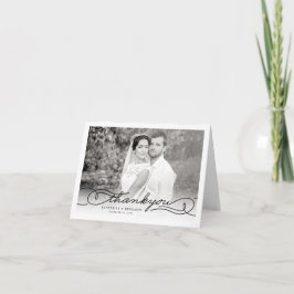 モダンスタイリッシュChic Script Photo結婚's Thank You ノートカード