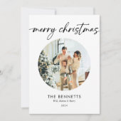 モダンスタイリッシュChristmas Round Photo シーズンカード (正面)