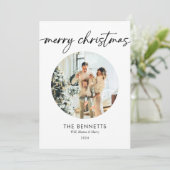 モダンスタイリッシュChristmas Round Photo シーズンカード (スタンド正面)