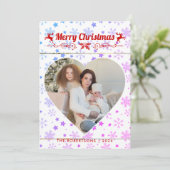 モダンスタイリッシュChristmas Script Familyハート写真 シーズンカード (スタンド正面)