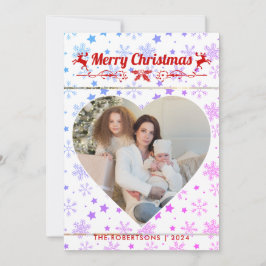 モダンスタイリッシュChristmas Script Familyハート写真 シーズンカード
