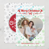 モダンスタイリッシュChristmas Script Familyハート写真 シーズンカード (正面/裏面)