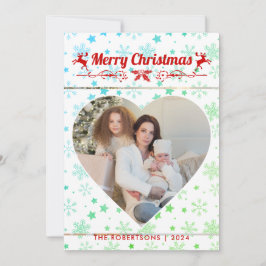 モダンスタイリッシュChristmas Script Familyハート写真 シーズンカード