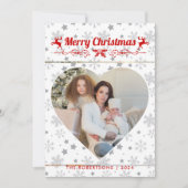 モダンスタイリッシュChristmas Script Familyハート写真 シーズンカード (正面)