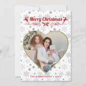 モダンスタイリッシュChristmas Script Familyハート写真 シーズンカード (正面)