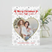 モダンスタイリッシュChristmas Script Familyハート写真 シーズンカード (スタンド正面)