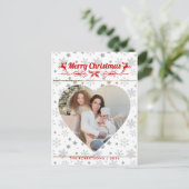 モダンスタイリッシュChristmas Script Familyハート写真 シーズンポストカード (スタンド正面)
