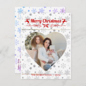 モダンスタイリッシュChristmas Script Familyハート写真 シーズンポストカード (正面/裏面)