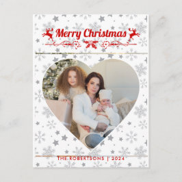 モダンスタイリッシュChristmas Script Familyハート写真 シーズンポストカード