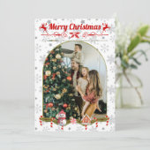 モダンスタイリッシュChristmas Script Family Photo シーズンカード (スタンド正面)