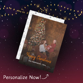 モダンスタイリッシュChristmas Script Family Photo シーズンカード