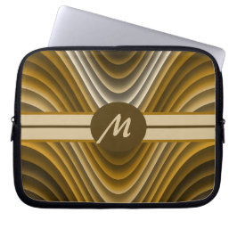 モダンスタイリッシュGolden Brown Waves Monogramノートパソコン ラップトップスリーブ