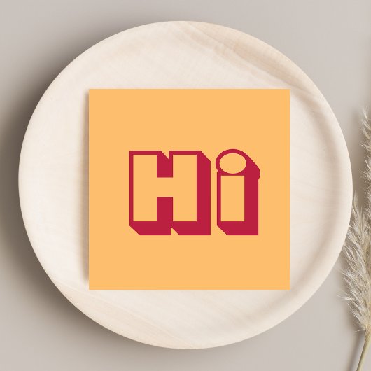 モダンスタイリッシュHello Hiはっきりしたレトロオレンジカジュアル スクエア名刺