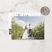 モダンスタイリッシュQRコー結婚ドの写真感謝していyou ノートカード (正面/裏面インサイチュ)