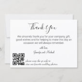 モダンスタイリッシュQRコー結婚ドの写真感謝していyou ノートカード (裏面)