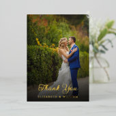 モダンスタイリッシュScript Photo結婚のサンキューカード 箔招待状 (立ち正面)