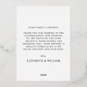 モダンスタイリッシュScript Photo結婚のサンキューカード 箔招待状 (裏面)