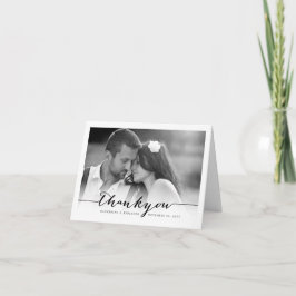 モダンスタイリッシュScript Photo結婚's Thank You ノートカード