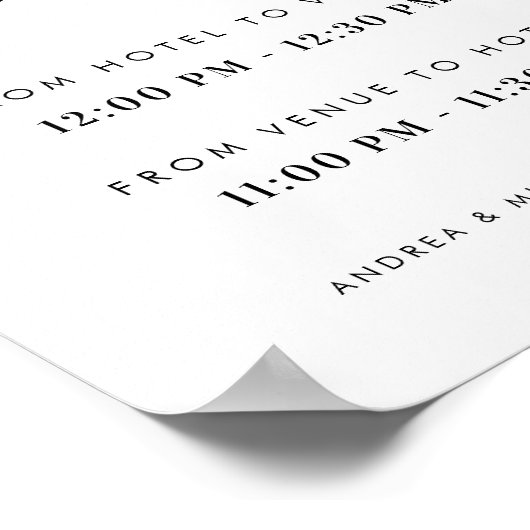 モダンスタイリッシュScript Shuttle Service結婚の標識 ポスター (角)