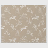 モダンスタイリッシュTaupe白い乗馬トイル ラッピングペーパー (フラット)